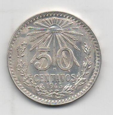 MEXICO DEL AÑO 1945 DE 50 CENTAVOS